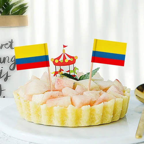 Miniatura 5 de ZXvZYT Bandera de Colombia - Banderas de palillos de dientes colombianos, mini adornos para cupcakes de Colombia, decoración de frutas y cóctel