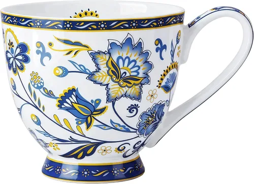 Miniatura 11 de Tazas florales de porcelana de hueso de 16 onzas, elegante taza de té y café floral, apta para microondas y lavavajillas, perfecta para café, té