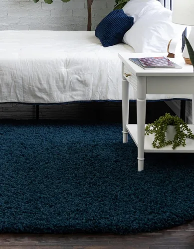 Miniatura 4 de Unique Loom Colección Solid Shag - Alfombra de área (ovalada de 8' x 10', azul zafiro/azul marino)