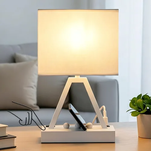 Miniatura 11 de Briever - Lámpara de mesa con control táctil, lámpara de escritorio regulable de 3 vías con USB C y USB A y tomacorriente AC, lámpara de noche