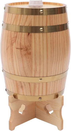 Miniatura 6 de Barril de madera de pino de LOYALHEARTDY de 5 l de madera de pino de primera calidad, con soporte vertical para almacenamiento de whisky, vino