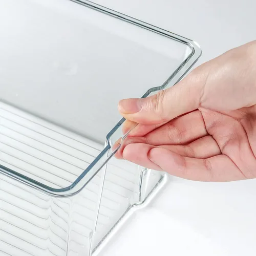 Miniatura 2 de Hudgan Paquete de 4 contenedores de almacenamiento de plástico transparente con tapas de bambú, contenedores de almacenamiento apilables