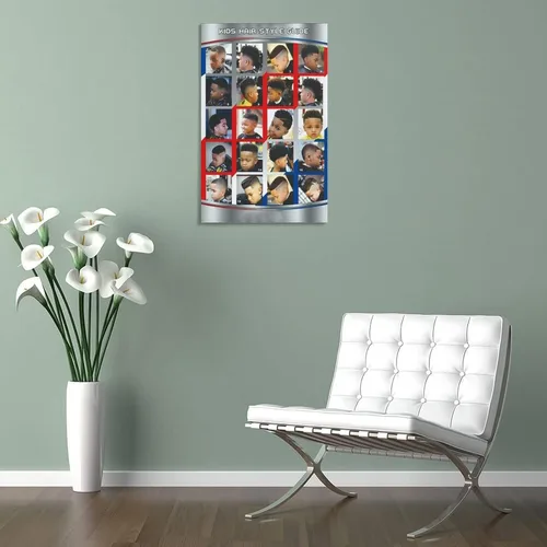 Miniatura 5 de Póster de peluquería para decoración de pared, peinados infantiles, estilos de cabello modernos para niños, pinturas artísticas de pared, lienzo