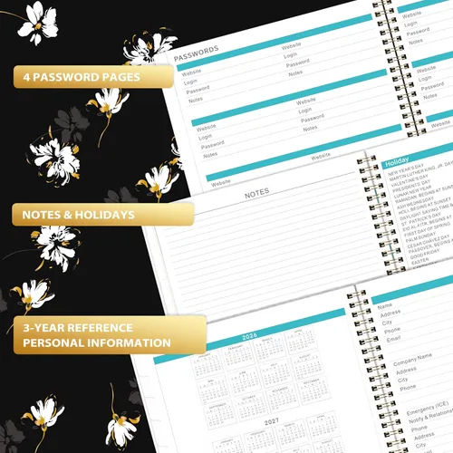 Miniatura 5 de Agenda mensual 2026 – Agenda 2026 de enero de 2026 a diciembre de 2026, calendario mensual con pestañas, bolsillo interior, 8.5 x 11 pulgadas