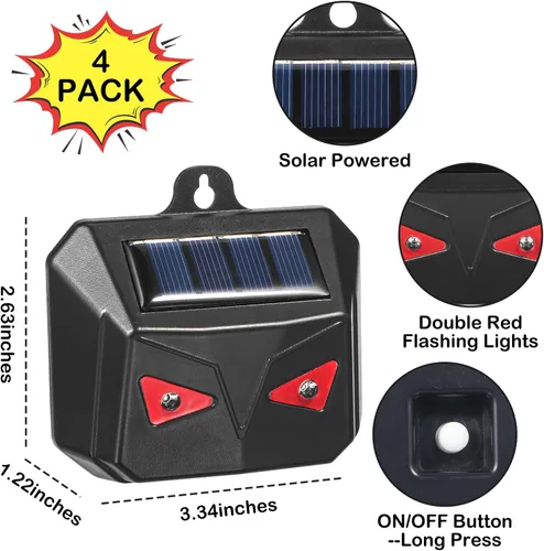 Miniatura 7 de Paquete de 4 repelentes solares nocturnos de animales con ojos de depredador, luces disuasorias impermeables para exteriores, para coyotes, ciervos