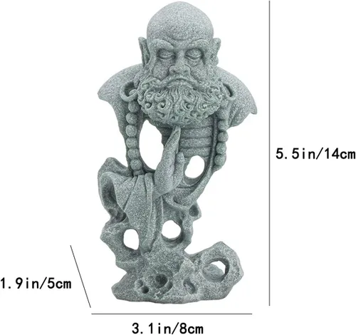 Miniatura 6 de livelyfish Estatua de Buda meditante, pecera, estatuas de Buda zen, figuras de pensador de piedra arenisca para acuario, jardín, decoración