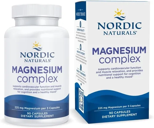 Nordic Naturals Complejo de magnesio - 90 cápsulas - 225 mg de magnesio, 1.9 mg de hierro - Salud del cerebro y el corazón, estado de ánimo, energía