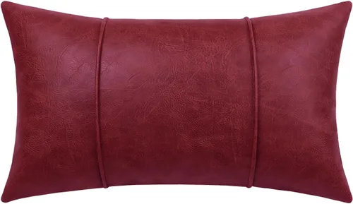 Miniatura 33 de BRAWARM Fundas de Almohada Decorativa de Cuero Café de 22 x 22 Pulgadas - Funda de Almohada de Piel Sintética con Ribetes, Almohada Decorativa