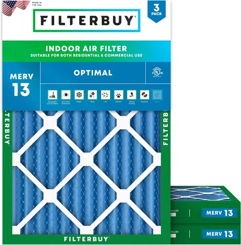 Miniatura 10 de Filterbuy Filtro de aire de 8 x 14 x 1 pulgadas MERV 13 de defensa óptima (paquete de 3), filtros de aire de repuesto plisados HVAC para calderas