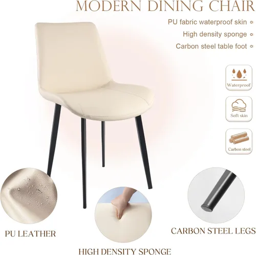 Miniatura 6 de Sillas de Comedor, Sillas de Comedor Modernas de Cuero PU, Sillas de Comedor con Patas de Metal Resistentes, Sillas de Cocina con Asiento Tapizado