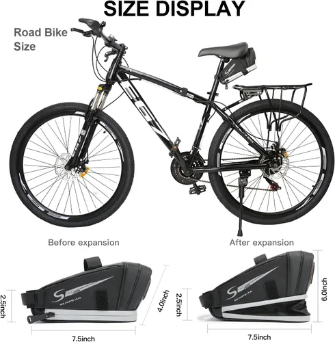 Miniatura 5 de Sunpeak Bolsa de asiento de bicicleta, bolsa de sillín de bicicleta debajo del asiento, bolsa de herramientas reflectante resistente al agua