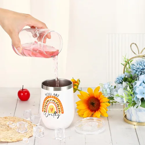 Miniatura 5 de Sieral 10 tazas inspiradoras con citas para mujeres, vaso de arcoíris de 12 onzas, a granel para apreciación de los empleados con texto en inglés