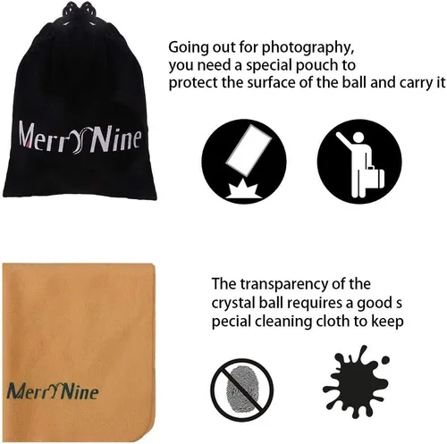Miniatura 4 de MerryNine Bola de cristal K9 para fotografía de 3.15 pulgadas con elegante soporte metálico y paño limpio de microfibra, accesorio decorativo