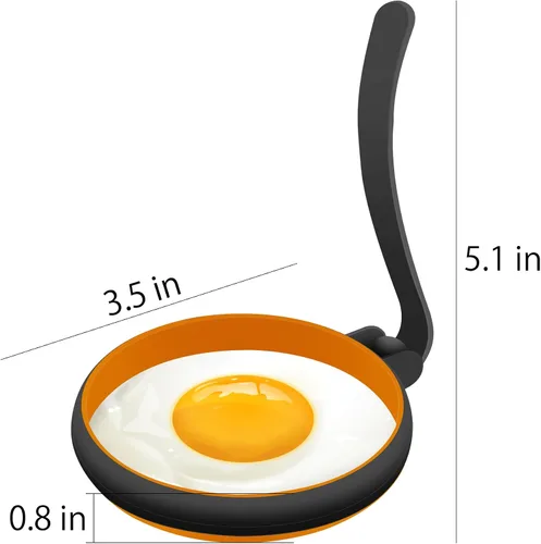 Miniatura 5 de GOYLSER Paquete de 4 anillos de silicona para huevos para freír huevos, molde redondo negro para freír, anillo de huevo frito perfecto para plancha
