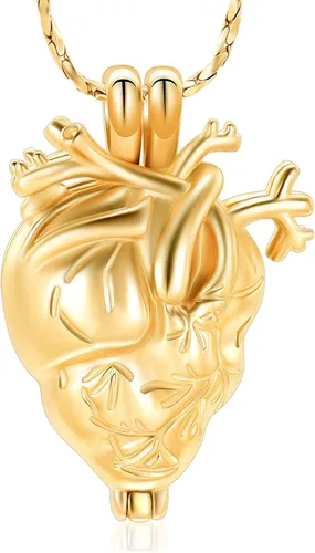 Imrsanl Collar con colgante de joyería de cremación para cenizas – Collar anatómico de urna de corazón para cenizas – Medallones conmemorativos de
