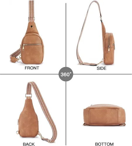 Miniatura 84 de Telena Riñonera pequeña para mujer, de cuero, cangureras, bolsa de pecho para mujer