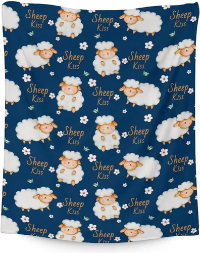 Miniatura 20 de Manta de oveja – Suave, mullida y cálida – Manta de tamaño regazo de 30 x 40 pulgadas para sofá, oficina, bonito regalo blanco para niños y niñas