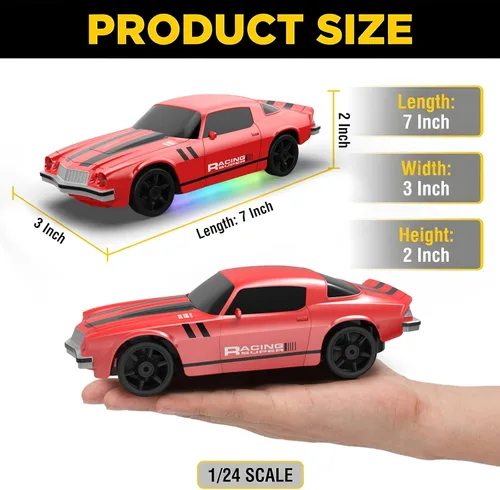 Miniatura 6 de Coche RC de Deriva 1:24 Coche de Control Remoto 4WD 24KM/H Coche de Carreras Deportivas de Alta Velocidad con Luces LED Juguetes de Coches RC