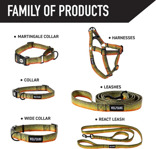 Miniatura 4 de Wolfgang - Collar de perro Martingala resistente con hebilla de nailon de liberación rápida para caminar y entrenar, estampado BrookTrout, grande