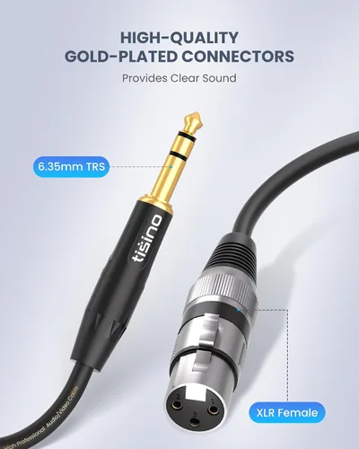Miniatura 2 de Tisino Cable de micrófono de XLR hembra a TRS de 1/4'', conector estéreo de 6.35mm a XLR hembra de 3 pines cable de interconexión balanceado - 3.3FT