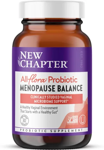 New Chapter All-Flora - Probiótico para el equilibrio de la menopausia, probióticos ultraconcentrados para mujeres con cohosh negro para la