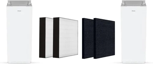 Daikin Paquete de purificador de aire de habitación, purificador de aire HEPA con prefiltro, filtro de luz LED de carbono y UVC, cero ozono,