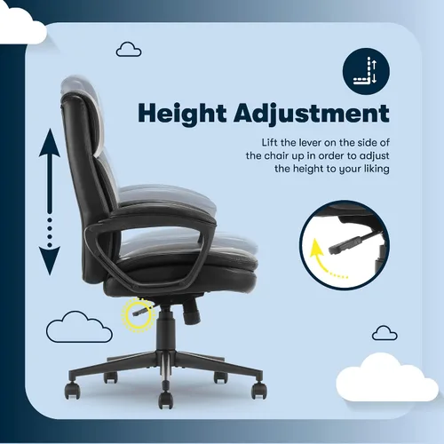 Miniatura 5 de Serta Comfort Ergo - Silla de oficina ejecutiva, diseño ergonómico de respaldo medio con soporte lumbar, cojín de asiento de doble capa semipelado
