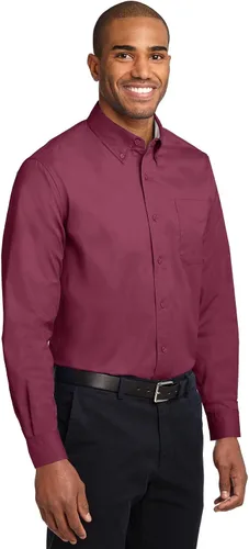 Miniatura 4 de Port Authority Camisa de manga larga de fácil cuidado, NaranjaPiedra(Texas OrangeLight Stone), 6XL