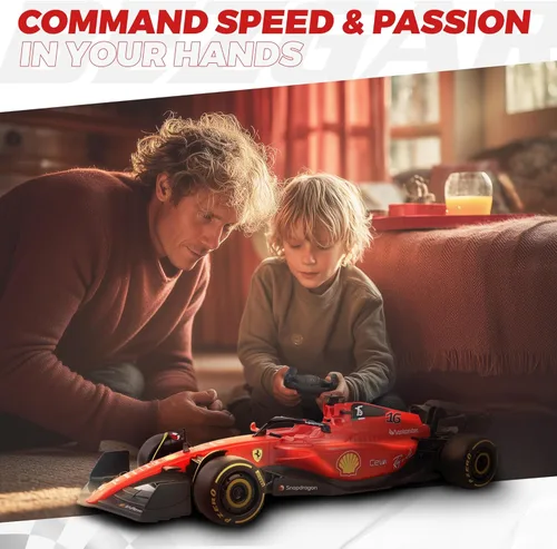 Miniatura 6 de BEZGAR Auto de control remoto Ferrari F1 75 1:12 – Auto de carreras RC de 2.4 GHz con auténtica librea, calcomanías para el cuerpo de bricolaje
