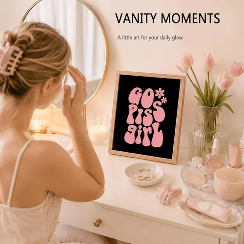 Miniatura 4 de Go Piss Girl Arte de Pared Trendy Arte de Pared Divertido Idea de Regalo Lindo Decoración de Apartamento Impresión de Baño Rosa Decoración