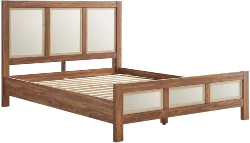 Miniatura 4 de Modway Capri Mid-Century - Cama de tamaño Queen moderna en nogal con cabecero y estribo