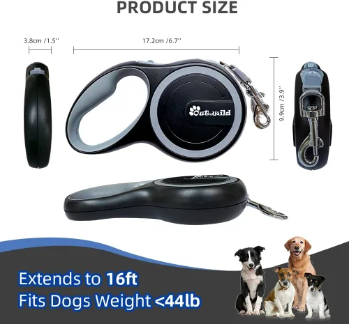 Miniatura 5 de OUTnWILD - Correa retráctil para perro, correa retráctil de 16 pies para razas pequeñas/medianas/mascotas de hasta 44 libras. Diseño sin enredos