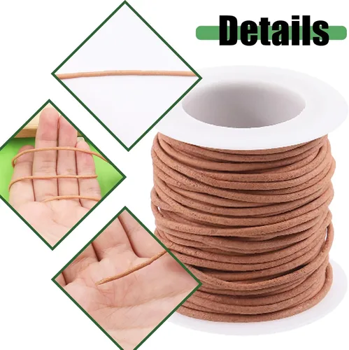 Miniatura 4 de Keadic Cordón redondo de cuero de 11 yardas, cuerda de cuero crudo natural para cordones, pulseras, collares, colgantes de joyería y manualidades
