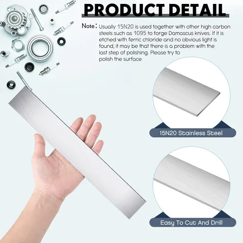 Miniatura 3 de Ferraycle 4 piezas de 11.5''x1.57''x0.06'' barras planas de acero 15n20, palanquillas de cuchillas de alto contraste, espacios en bruto, acero