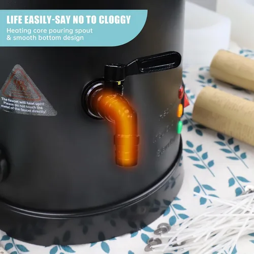 Miniatura 4 de TOAUTO Derretidor de cera para hacer velas, horno de fusión de cera grande con boquilla de vertido rápido y control de temperatura, capacidad de 10