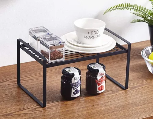 Craftland Armario de cocina de hierro forjado y estante organizador de estantes de almacenamiento para especias, negro