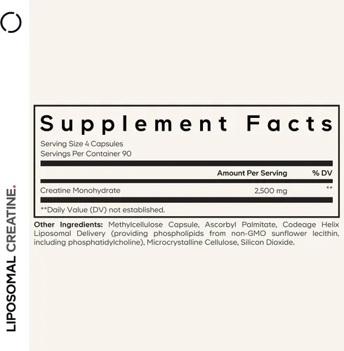 Miniatura 2 de Codeage Suplemento de monohidrato de creatina liposomal, creatina pura de 2500 mg – suministro de 3 meses, micronizada, músculos de creatinina