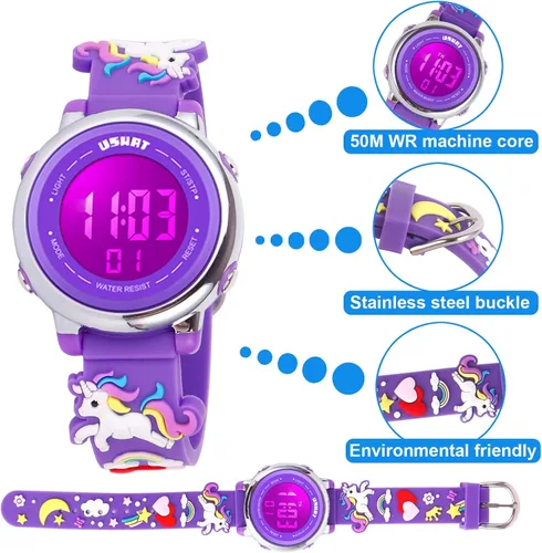 Miniatura 3 de USWAT Kids Watch 3D Cartoon Toddler Wrist Digital Watch Waterproof 7 Color Lights with Alarm Stopwatch for 3-10 Year Boys Girls Little Child