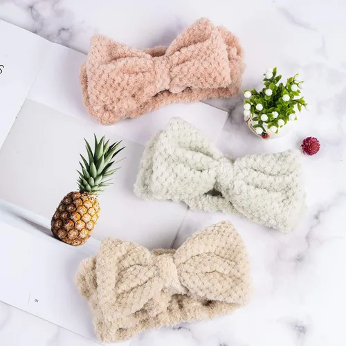 Miniatura 6 de Whaline Paquete de 6 diademas de spa con diseño de pelerina con lazo elástico para yoga, maquillaje, diadema suave y esponjosa, banda