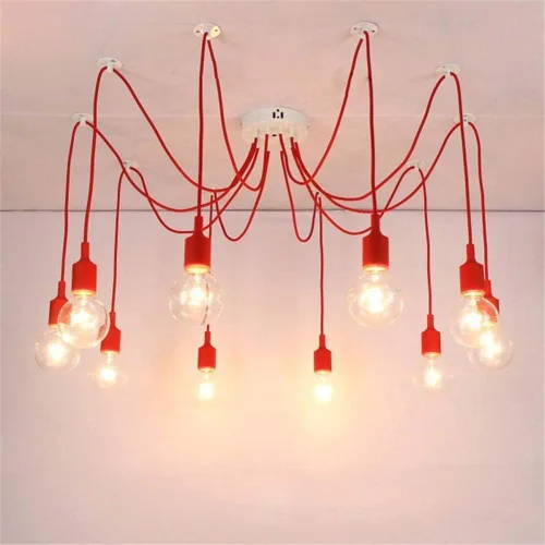 Miniatura 12 de Luces colgantes de 10 vías para bricolaje, lámpara colgante de techo ajustable de altura Candelabro de araña de 10 brazos Lámpara colgante