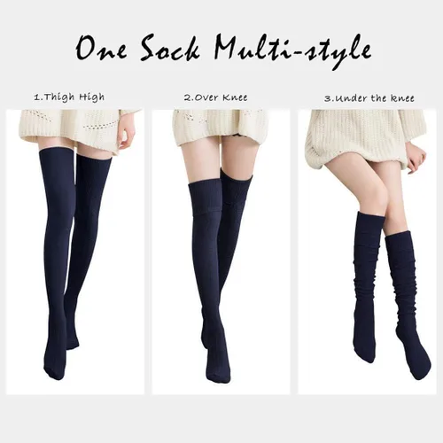 Miniatura 3 de LIZAIDA MENENDEZ Calcetines altos extra largos para mujer, medias altas por encima de la rodilla, calcetines largos cálidos, calentadores de piernas