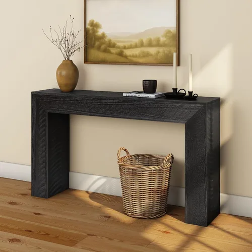 Miniatura 18 de Plank+Beam Mesa Consola Grand, Mesa de Sofá Moderna de Madera Maciza de 56 Pulgadas, Mesa de Entrada Estrecha para Pasillo, Detrás del Sofá, Sala