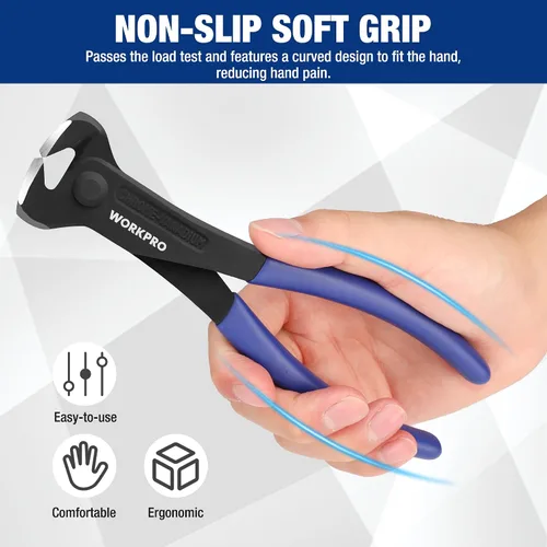 Miniatura 5 de WORKPRO Alicates de corte de 7 pulgadas, alicates de corte final - Acabado negro en acero cromo vanadio, pinza de corte final de alto