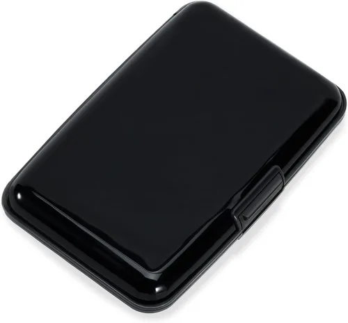 Miniatura 25 de Mayski Soporte para tarjetas de crédito, bloqueo RFID, funda rígida de aleación de aluminio, pequeña cartera de metal para mujeres y hombres