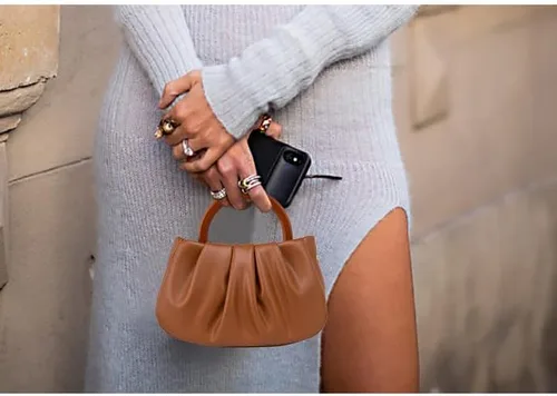 Miniatura 5 de Milan Chiva Cloud Bag Mini Top Handbag Dumpling Clutch Purses with Wooden Handle and Removable Strap