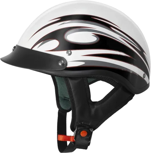 Miniatura 9 de VCAN Cruiser - Casco de motocicleta sólido, cobertura de media cara Bandera negra brillante