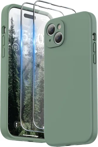 Miniatura 19 de SURPHY Funda diseñada para iPhone 15 Plus con protector de pantalla y cordón, correa de teléfono y funda de silicona líquida para teléfono