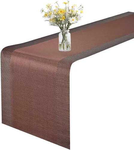Miniatura 7 de GIVERARE Camino de mesa, 12 x 53 pulgadas, resistente al calor, de vinilo tejido, antideslizante, lavable, fácil de limpiar, cubierta de plástico