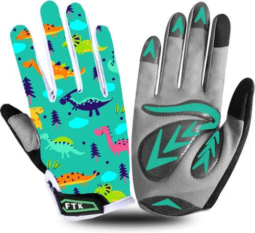 FINGER TEN Guantes de ciclismo para niños y niñas y jóvenes, par de dedos completos, ciclismo de motocross, pantalla táctil, bicicleta de montaña y
