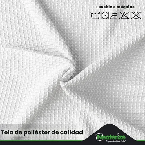 Miniatura 7 de NEATERIZE Cortina de Ducha Blanca - Cortinas de Ducha Estilo Hotel para Baño con Diseño Waffle, 72x72 Pulgadas - Cortina de Ducha de Tela Blanca